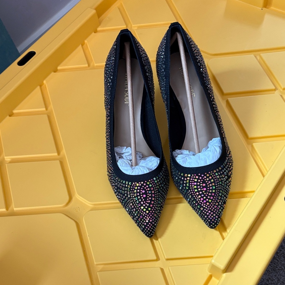 Jimmy Choo Black and Multicolor Studded Heels